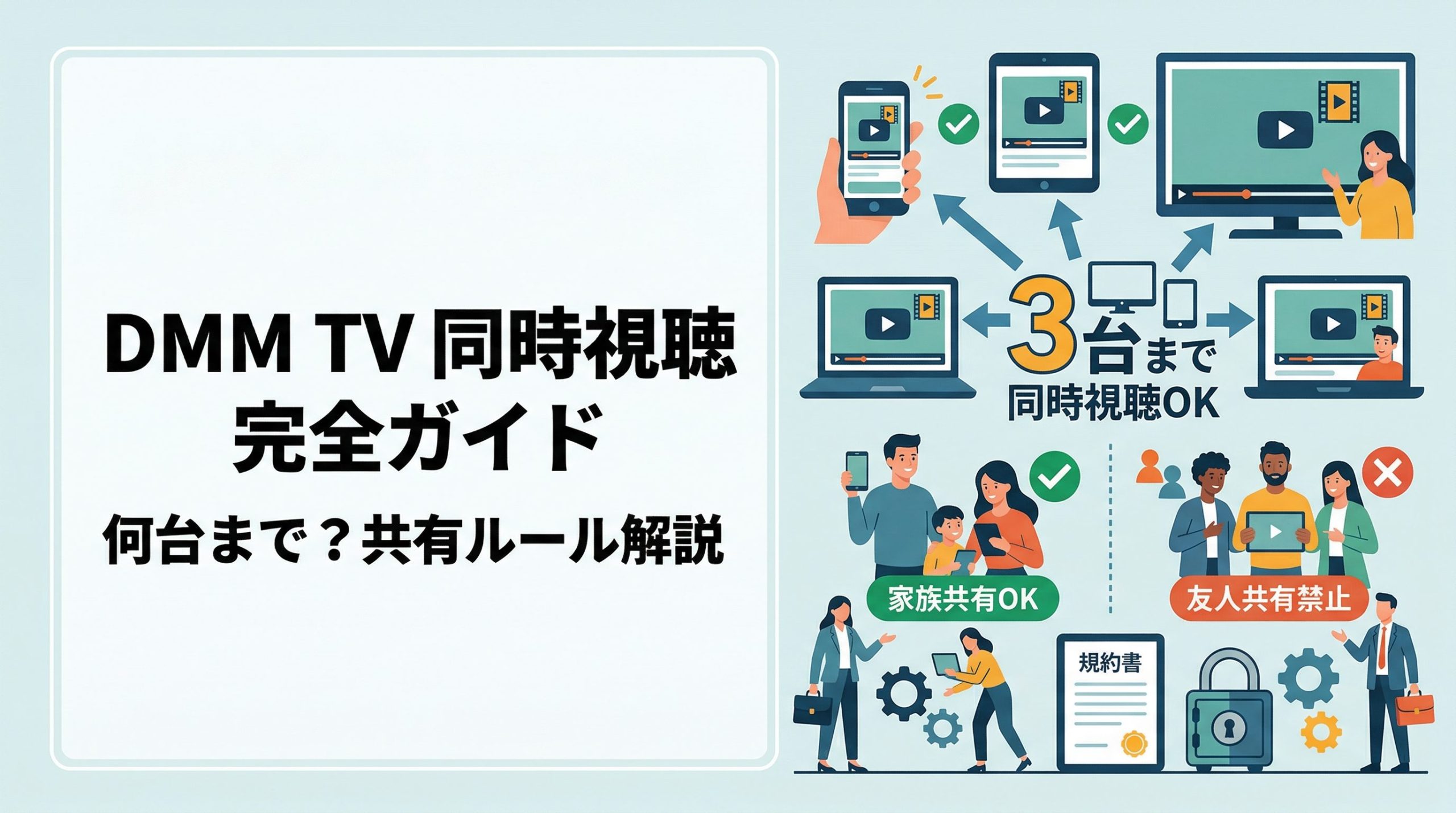DMM TVは同時視聴できる？何台まで使えるか共有ルールを解説