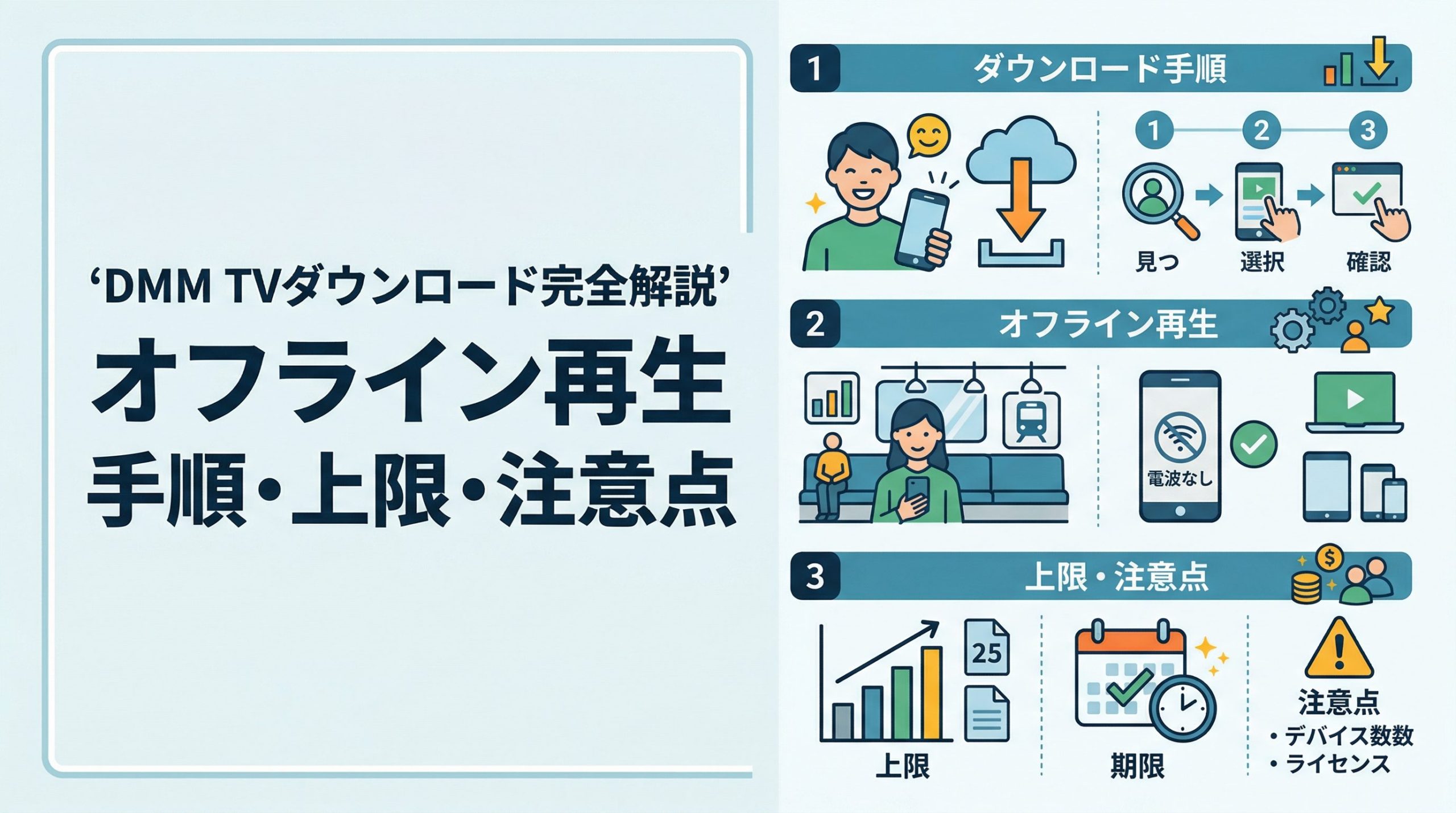 DMM TVのダウンロード方法！オフライン再生の手順・上限・注意点を解説