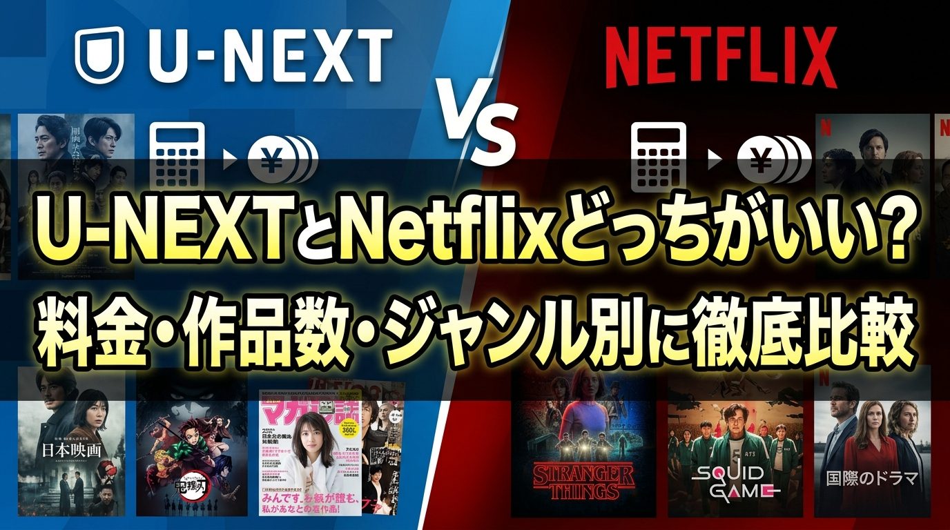 U-NEXTとNetflixどっちがいい？料金・作品数・ジャンル別に徹底比較