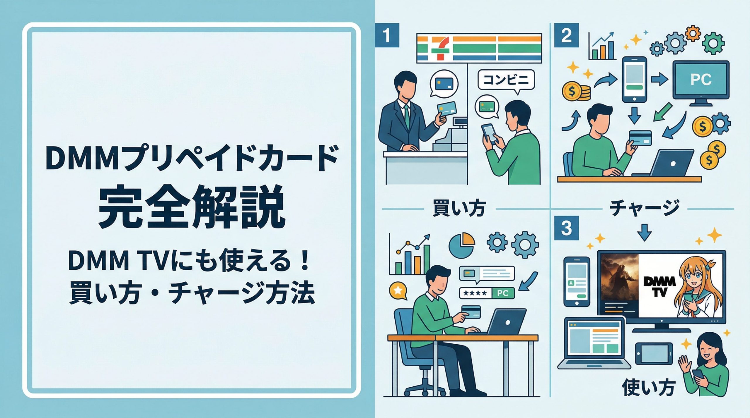 DMMプリペイドカードとは?買い方・使い方・チャージ方法まとめ【DMM TVにも使える】